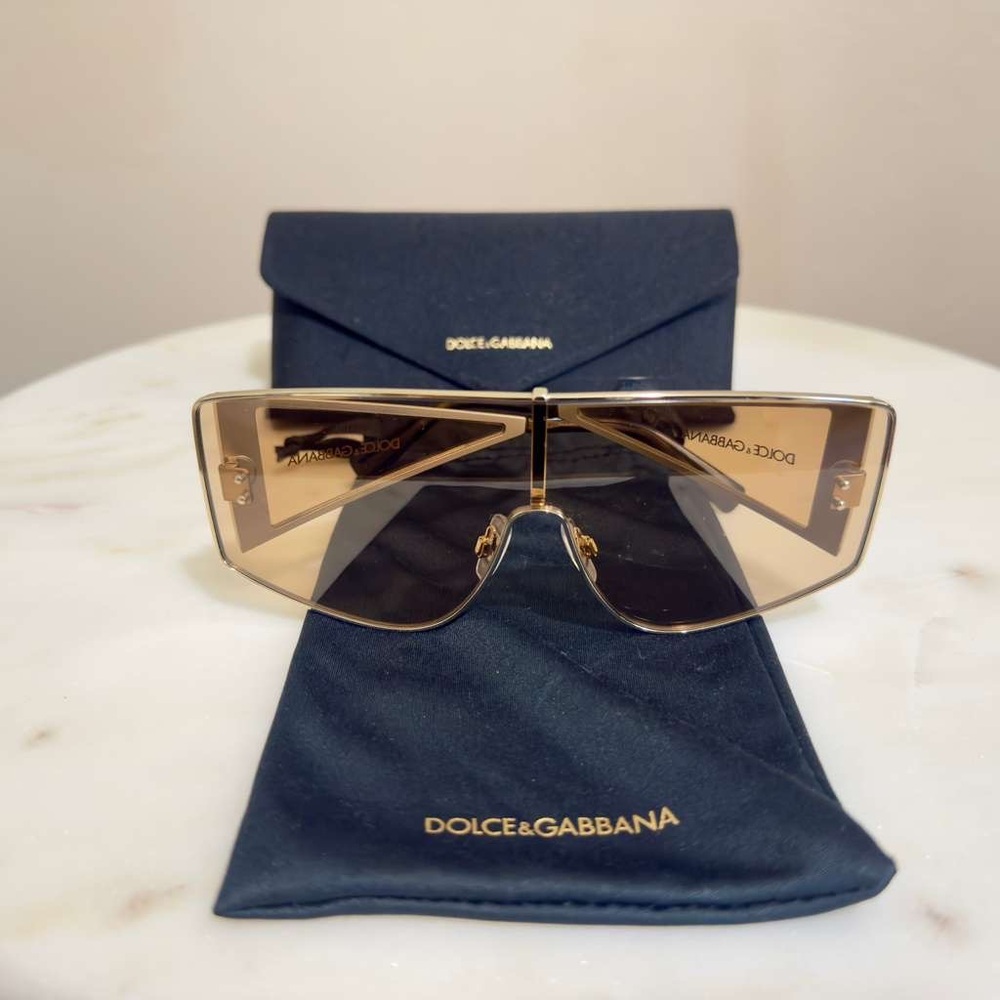 NEW Dolce & Gabbana DG2305 Shield Sunglasses – Gold – $646 Retail